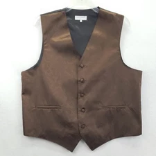 Vesuvio Napoli Vest Mens XL Brown Paisley Jacquard Waistcoat Formal Satin