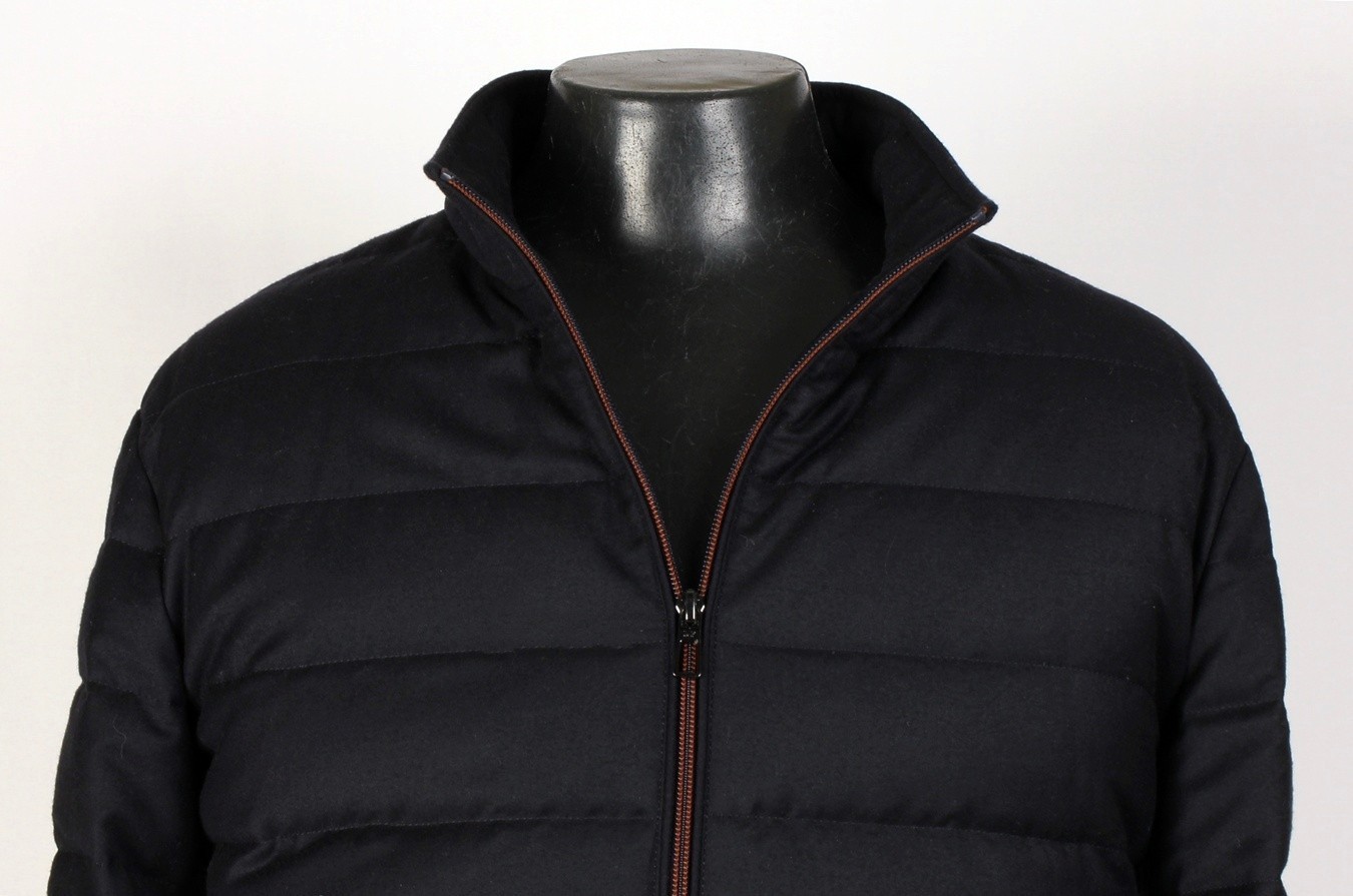 Loro Piana Wool / Silk / Goose Down Puffer Jacket - Blue - XL - $4950 Retail