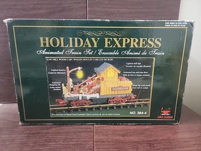 VINTAGE NEW BRIGHT HOLIDAY EXPRESS LOG MILL WOOD CAR 384-4 BA05