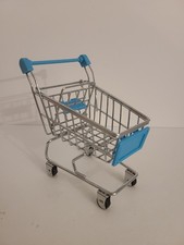Mini Shopping Cart, Tiny Shopping Cart Supermarket Handcart, Blue Accents 4 Inch