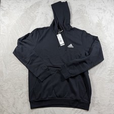 ADIDAS FeelCozy Hoodie Mens Large Black Fleece Pullover Sweatshirt NWT GV5294