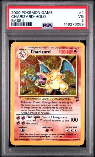 Pokemon 2000 Game Base II Charizard Holo 4/130 PSA 3 VG Card