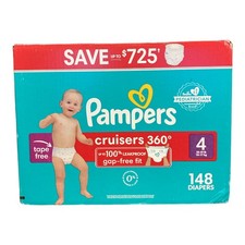 Pampers Cruisers 360 Diapers Gap-Free Fit, Size 4 22 - 37lb , 148 Count