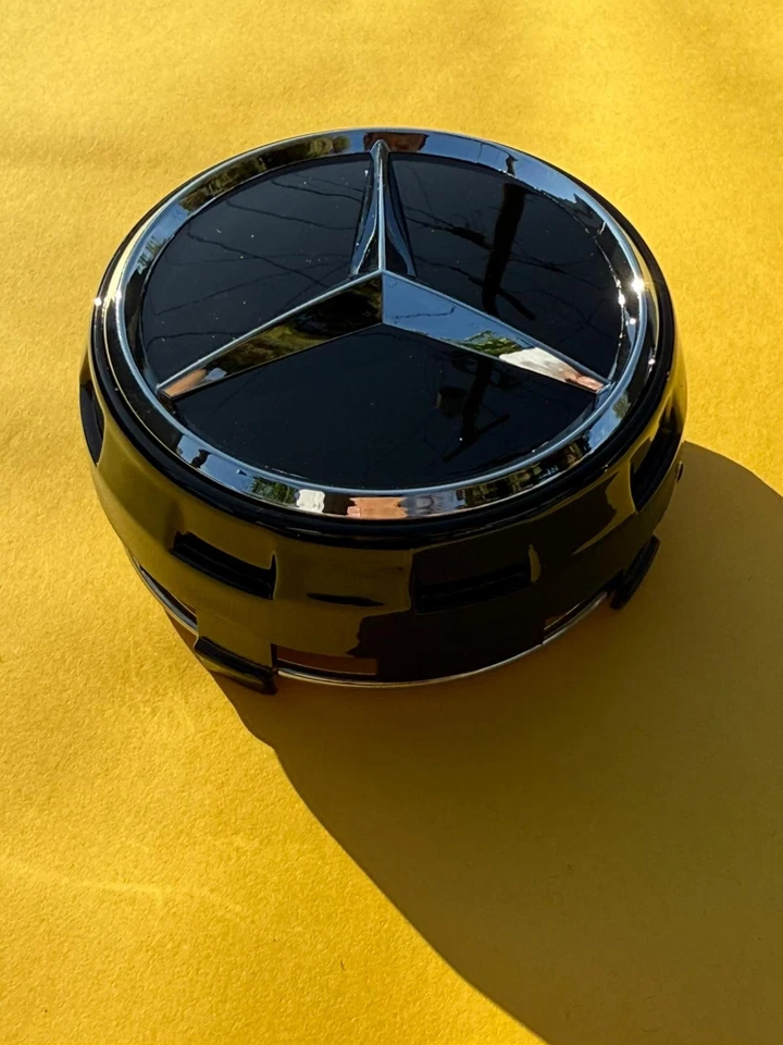 4x Mercedes Benz Center Caps Black/Black outline 2.95Inch/75mm Fits Most Models Foto 3 de 4
