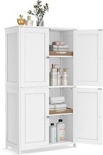 Floor Storage Cabinet Shaker Cabinet W/ 2 Adjustable Shelves 4 Doors