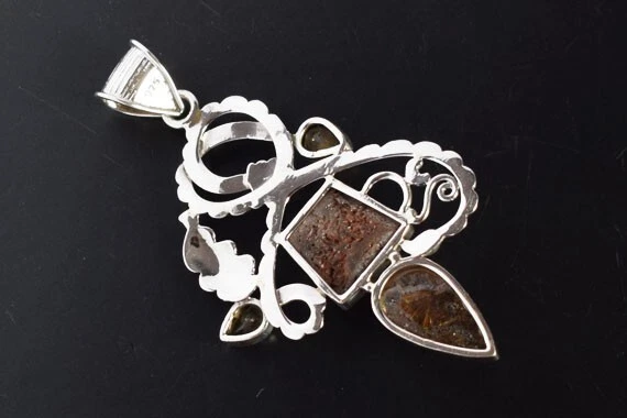 Ciondolo citrino pietra preziosa quarzo rutilato argento sterling 925... - Immagine 3 di 4