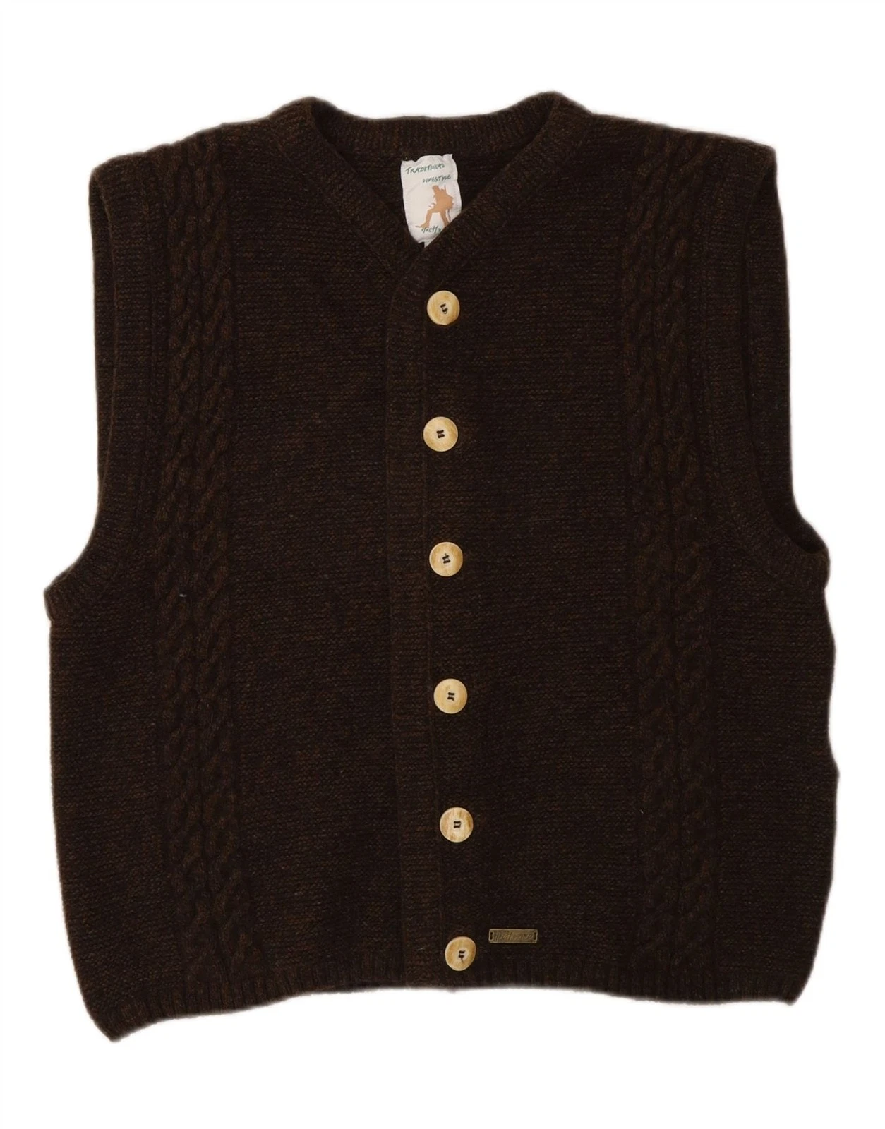 Hochland Mens Sleeveless Cardigan Sweater Medium Brown Wool AZ06
Opens in a new window or tab