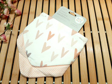 ALL4ELLA 2 pack Reversible Baby, Toddler Bandana Bibbs Heart  Peach Stripes