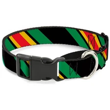 Plastic Martingale Collar Diagonal Stripes Black/Green/Yellow/Red Small 9-15"