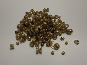 Filigree Gold Tone Flower Beads Balls Caps For Jewelry Making 100+ Pcs Vintage