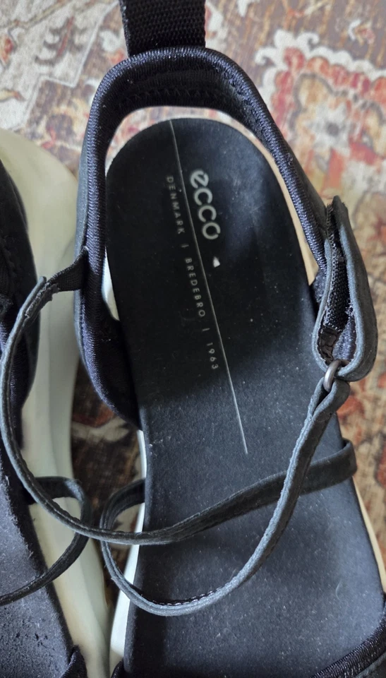 Ecco Womens Black Chunky Ankle Strap Wedge Sport Sandals Size 41 (10-10.5) - Image 3 of 4