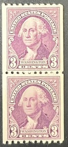 US Stamps Vertical Coil Pair Washington 3c 1932 MNH Scott 722