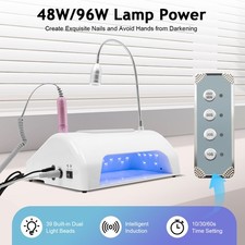 5 in1 Electric Nail Drill Machine Nail Art Dust Collector LED Lamp Manicure 96W