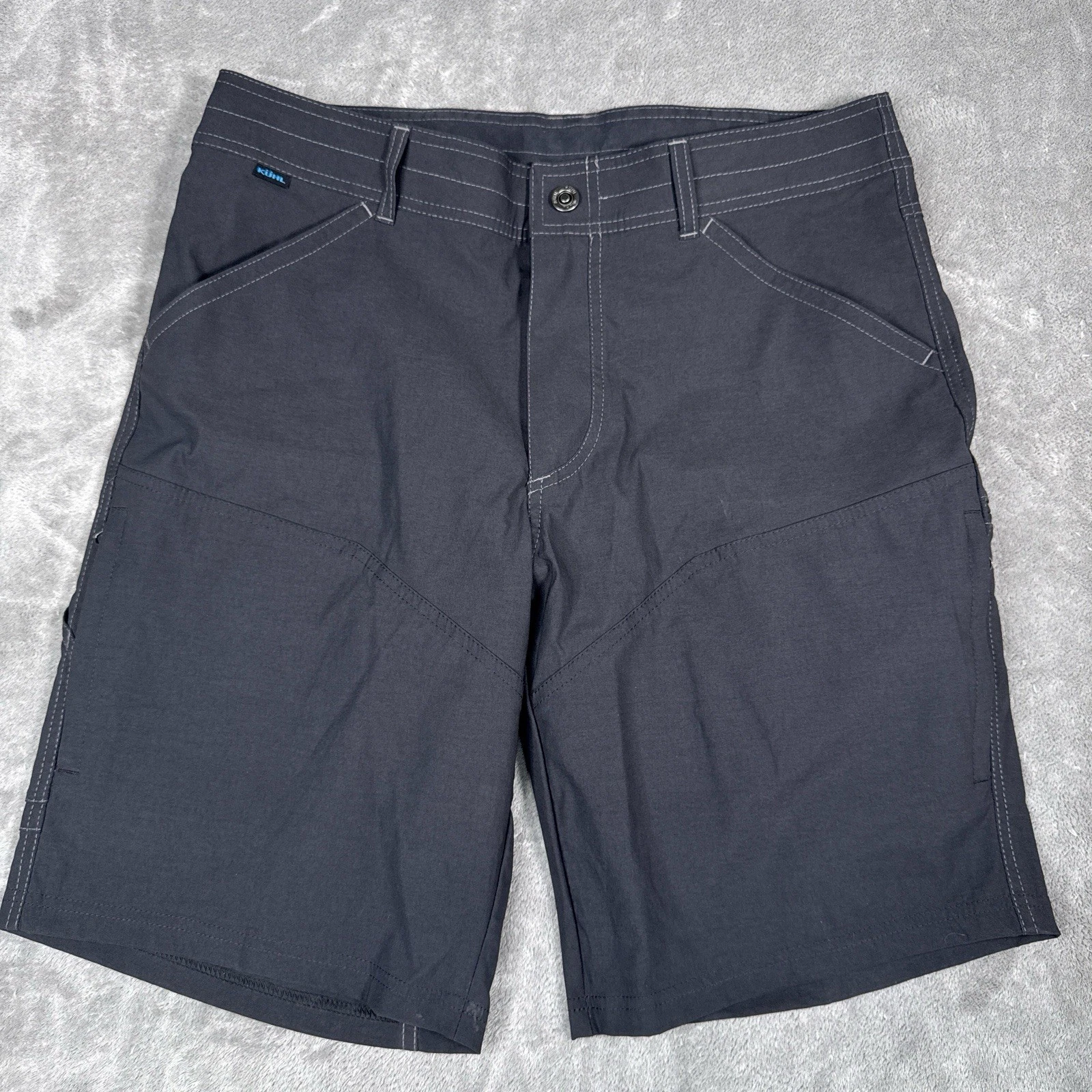 Kuhl Shorts Men Renegade Gray Outdoor Casual Hiking Nylon 10” Inseam Size 34