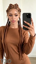 34 Inch Long Box Braided Wigs Synthetic Lace Front Crochet Braids For Women