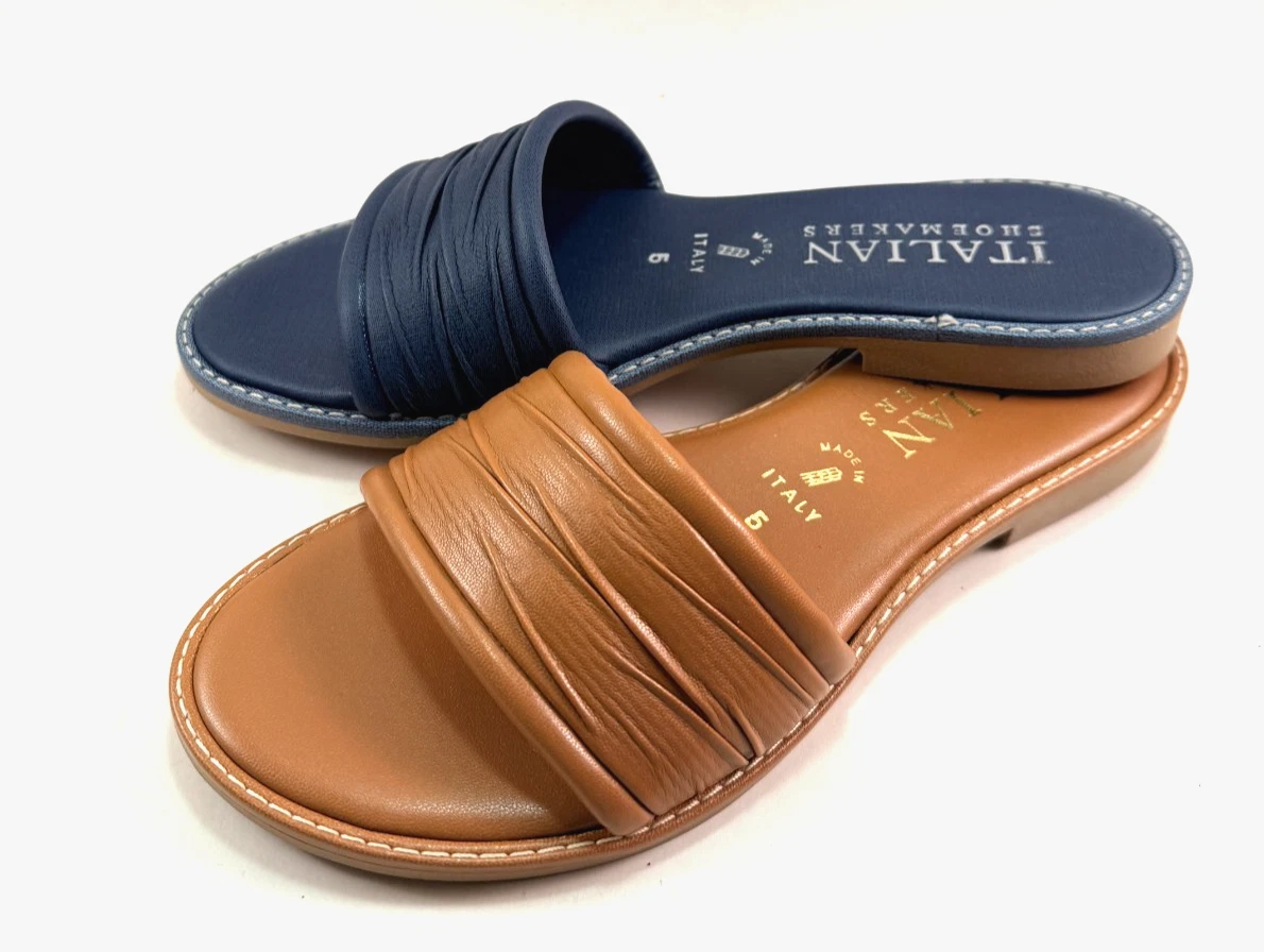 Italian Shoemakers Ela Slip On Flat Mule Sandal Choose Sz/Color