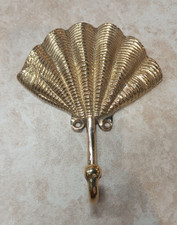 Towel Hat Bath Nautical Scallop Shell Wall Hook Beach Shore Polished Brass