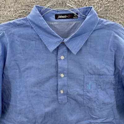 Johnnie O Polo Shirt Mens XL Rip Tide Blue Pocket 1/4 Button Golf Surf Hangin