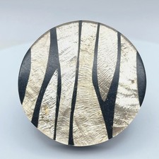 Vintage Silver Tone Adjustable Glassmour Zebra Palateau Art Deco Cocktail Ring