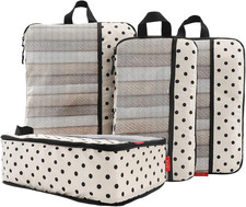 4 Set Compression Packing Cubes, Travel Organizers Polka Dot