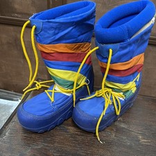 Vintage Moon Boots Rainbow Brite Snow 1980 s Retro Stripe Color Women s Size 7 8