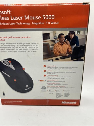 NEW Microsoft Wireless Laser Mouse 5000 Scrolling Metallic Black FACTORY SEALED - Picture 9 of 9