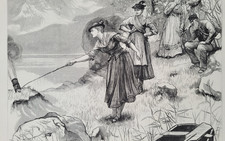 Tourists in the Bavarian Alps - The Echo  1876  vintage print