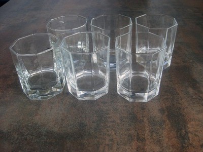 Luminarc Arcoroc Octime -achteckig  -6 grosse Whiskeygläser -9,2 cm H- Vintage