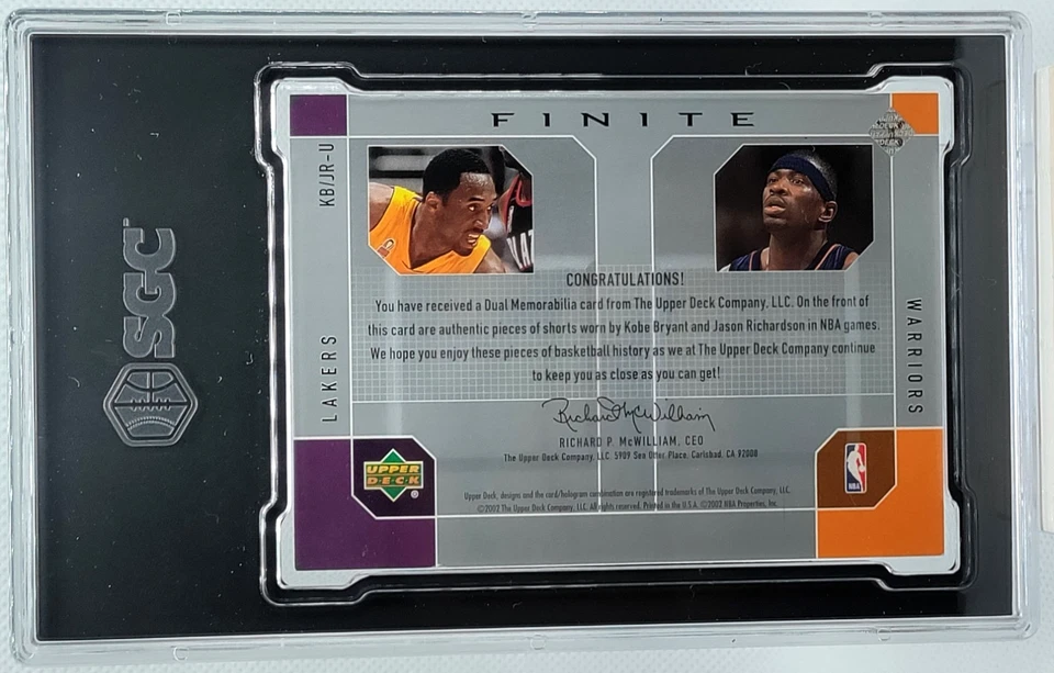 Kobe Bryant Dual Patch Richardson SGC 8.5 2002-03 Upper Deck Finite Lakers - Image 2 of 2
