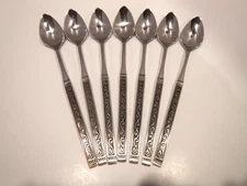 Rogers 1881 Oneida LTD Stainless Flatware Spanish Court Iced Tea Spoons 7 1/2"