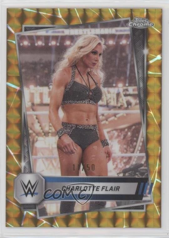 2025 Topps Chrome WWE Gold Geometric Refractor 11/50 Charlotte Flair #123 6m7