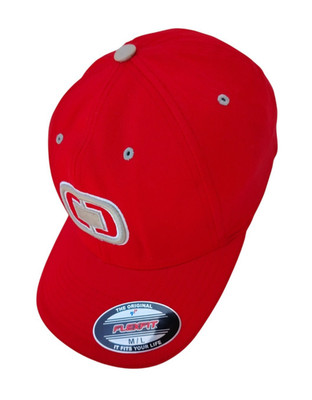 OGIO Flexfit Red Stretch Fit Baseball Cap M/L Cotton Blend Logo Hat Golf