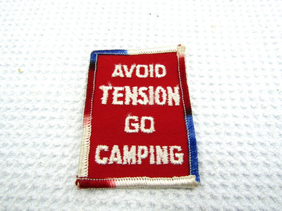 Vintage Avoid Tension Go Camping Jacket Patch Camper Stress Free Relax Retro