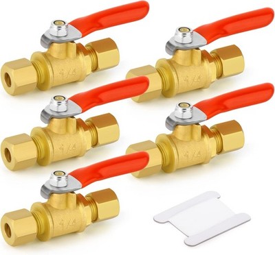 1/4'' Brass Shut Off Valve Mini Ball Valve 5 Pack