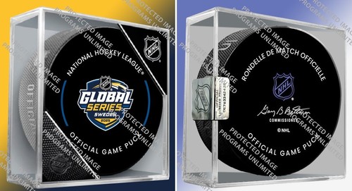 2025 GLOBAL SERIES SWEDEN GAME PUCK CUBE PENGUINS VS PREDATORS PATCH IN STORE!! - Picture 3 of 5