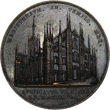 ITALY MEDAL 1818 MILAN CATHEDRAL 44MM ~ BEAUTIFULLY ENGRAVED DESIGN!