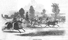 EQUESTRIAN A Trotting Match - Antique Print 1843