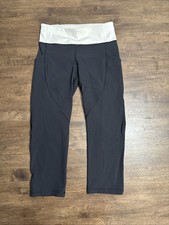 Lululemon Crop Capri Leggings Women s 4 Black White Zipper At Waistband