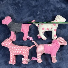Victoria  s Secret PINK Dog Plush Lot of 4 Polka Dot Striped Hoodie Collectible