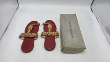 Vintage Indian Footwear Sz 7 880 All Leather Gold And Red original box