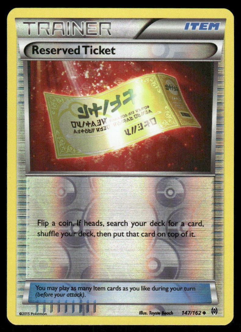 2015 Pokemon Reserved Ticket Uncommon BREAKthrough 147/162 Reverse Holo DMG