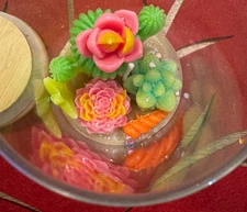 Cactus and desert flowers candle decoration, NEW.