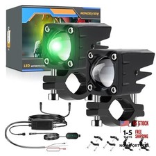 LED Motorcycle Auxiliary Light Kit, 5 Modes, Spot Driving Lights, Green
