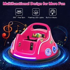 Image of 360° Swivel 12V Electric Ride On Bumper Car Kids 12V Ride On Toy Pink