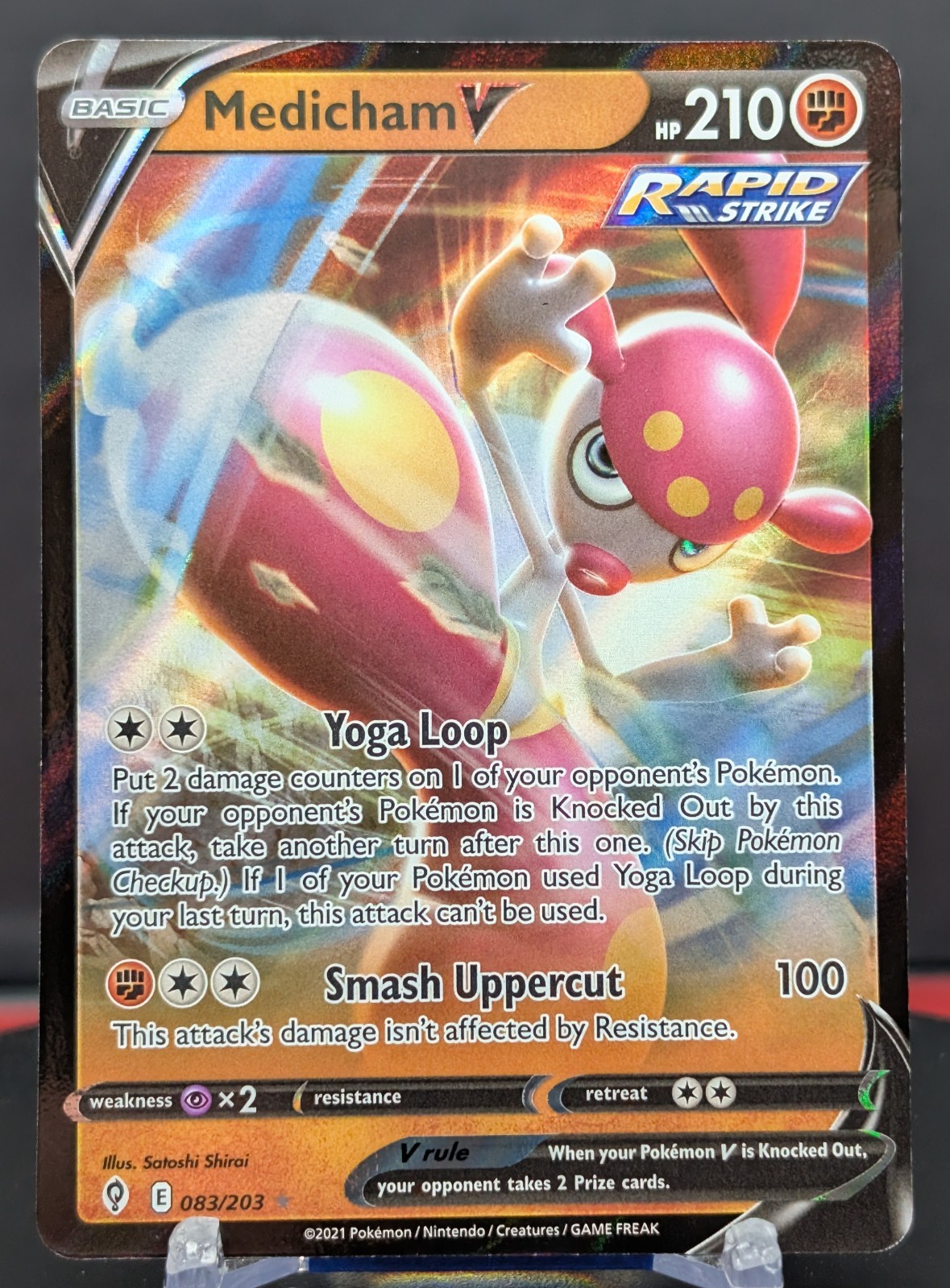 Pokemon Medicham V #083/203 English Evolving Skies Holo Rare