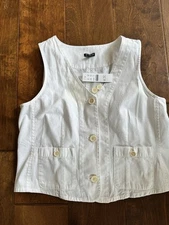 J.Crew Patch Pocket Chino Vest Size 2 White Blouse Top  CA499 Minimalist Classic
