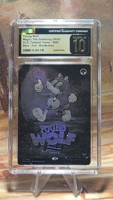 MTG Young Wolf #0885 Black & White Foil Twisted Toons SLD CGC Pristine 10 Pop 1