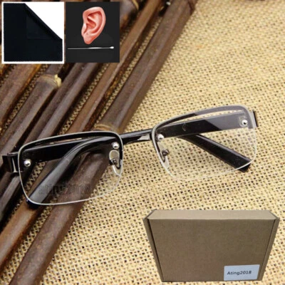 Herren Halbrahme Glas Kristallglas Lesebrille Lesehilfe 1.5 2.0 2.5 3.0 3.5 4.0