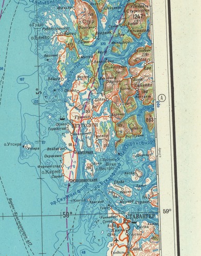 Russian Soviet Military Topographic Maps - STAVANGER (Norway) 1:1Mio, ed.1969 - Picture 2 of 3