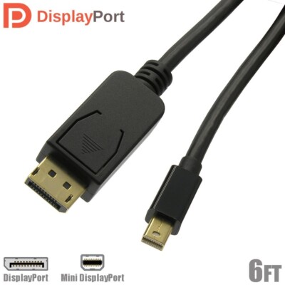 6FT Mini DisplayPort DP Male to DisplayPort Male Cable Gold PC MacBook Black 